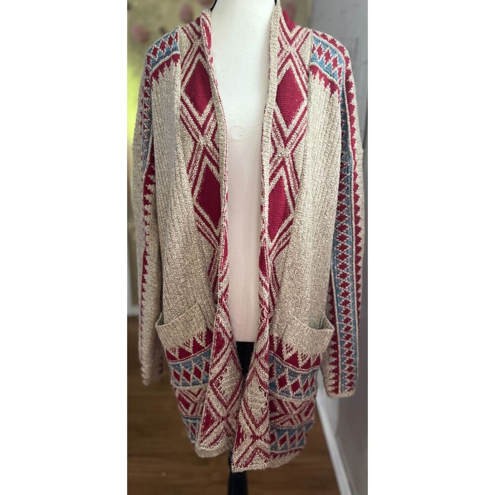 Lucky Brand Southwestern Open Cardigan Sweater. Size L.